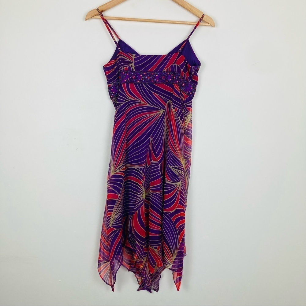 Vintage Y2K maximalist Sue Wong embellished red and purple silk dress. Size 4 - Picture 8 of 9
